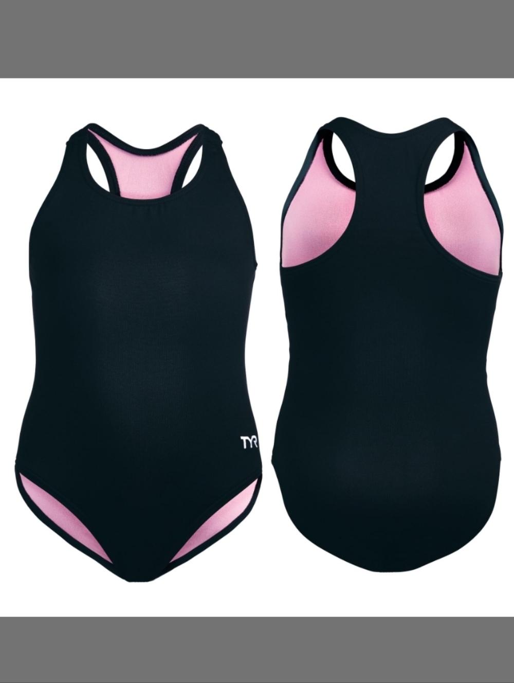 NWT TYR Ella Maxfit Girls One Piece Swimsuit Black Solid Racerback Swim - Size L
